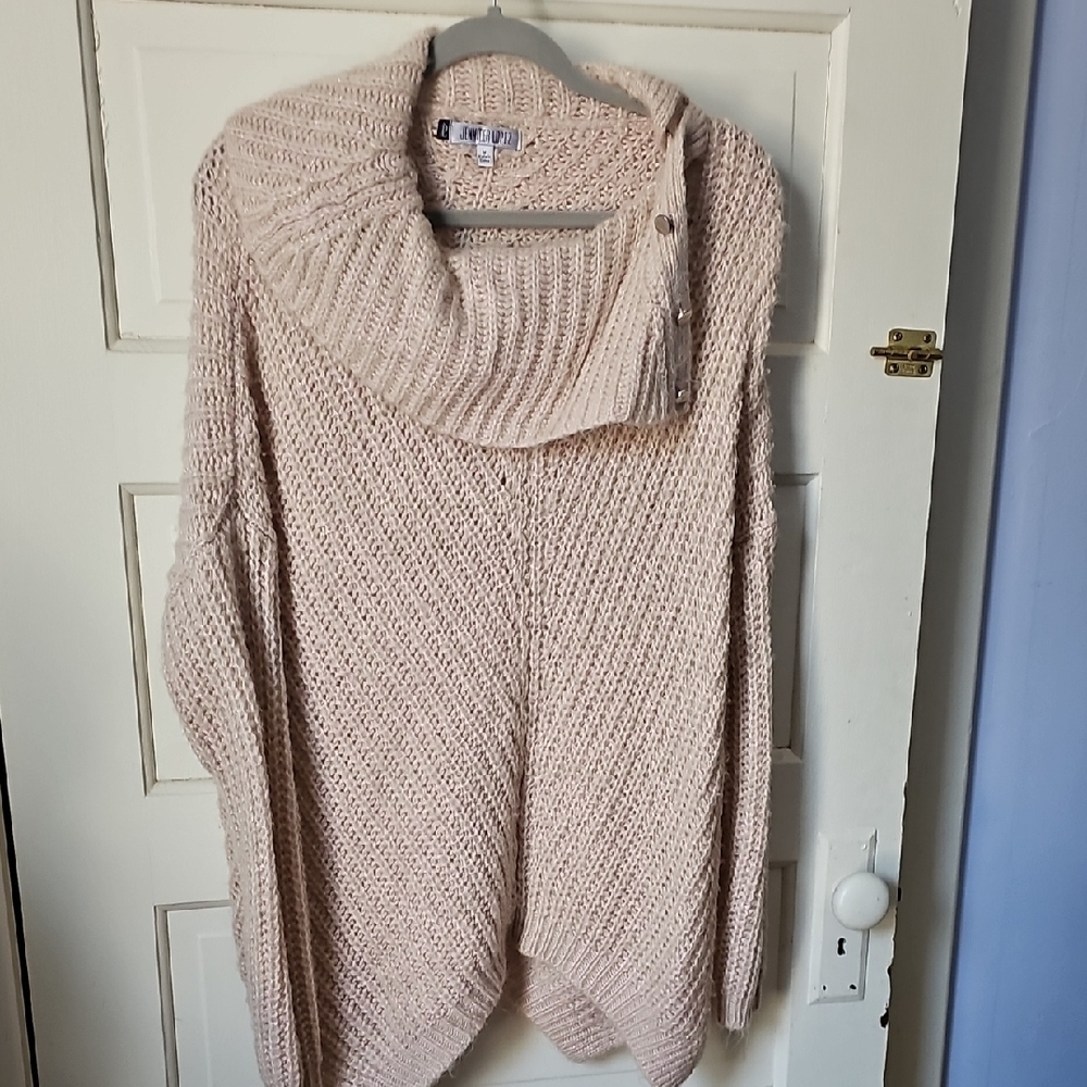 Rose Cowl Neck Sweater with Ribbed Knit